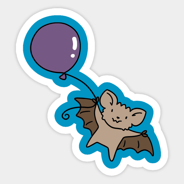 Purple Balloon Bat Sticker by saradaboru